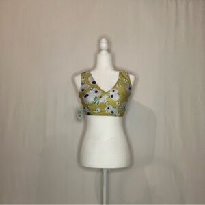 Nani Floral Yellow/Green Women's Bikini Top Swimwear Hawaiian Sz S